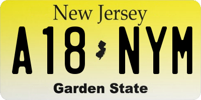 NJ license plate A18NYM
