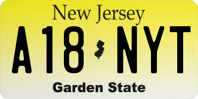 NJ license plate A18NYT