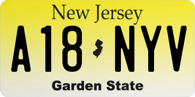 NJ license plate A18NYV