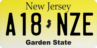 NJ license plate A18NZE