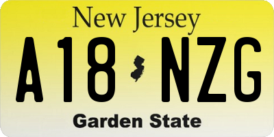 NJ license plate A18NZG