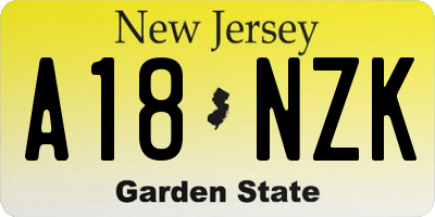 NJ license plate A18NZK