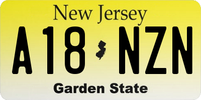 NJ license plate A18NZN
