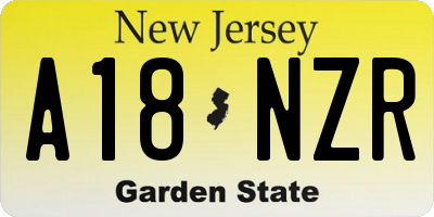 NJ license plate A18NZR