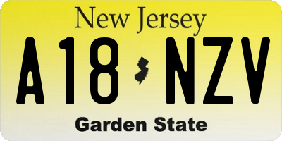NJ license plate A18NZV