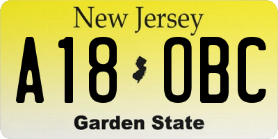 NJ license plate A18OBC