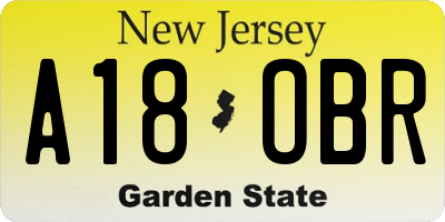 NJ license plate A18OBR