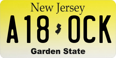 NJ license plate A18OCK