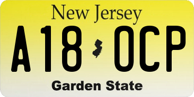 NJ license plate A18OCP