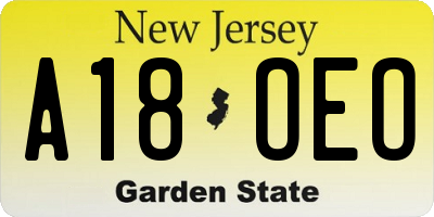NJ license plate A18OEO