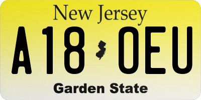 NJ license plate A18OEU