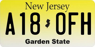 NJ license plate A18OFH