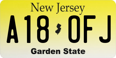 NJ license plate A18OFJ