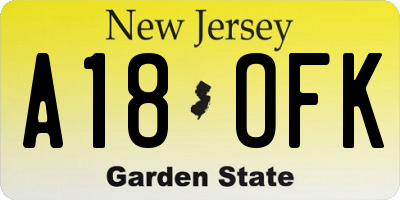NJ license plate A18OFK