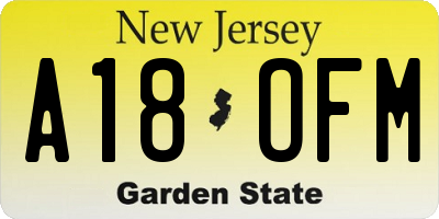 NJ license plate A18OFM