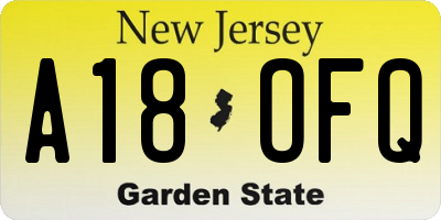 NJ license plate A18OFQ