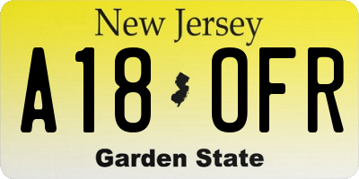 NJ license plate A18OFR