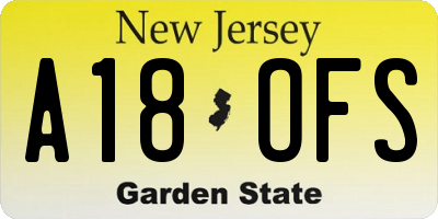 NJ license plate A18OFS