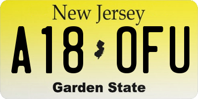 NJ license plate A18OFU