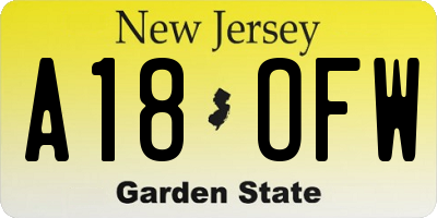NJ license plate A18OFW