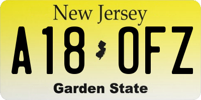 NJ license plate A18OFZ