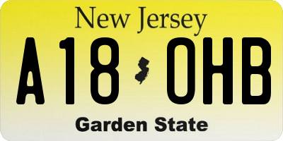 NJ license plate A18OHB
