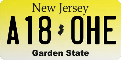 NJ license plate A18OHE