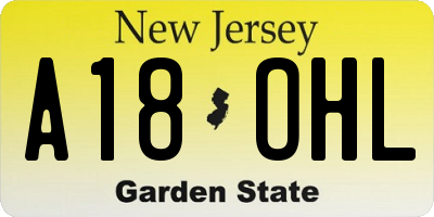 NJ license plate A18OHL