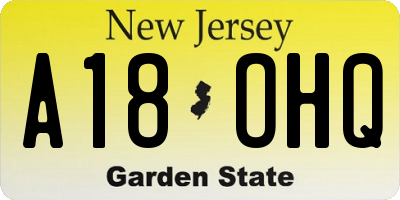 NJ license plate A18OHQ