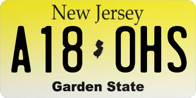 NJ license plate A18OHS