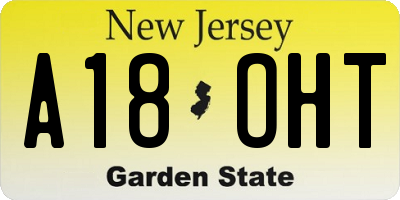 NJ license plate A18OHT