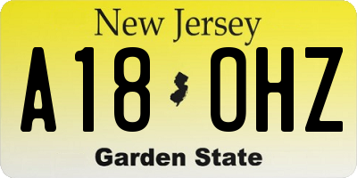 NJ license plate A18OHZ