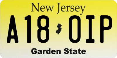 NJ license plate A18OIP