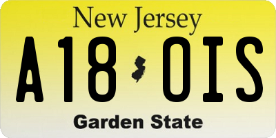NJ license plate A18OIS