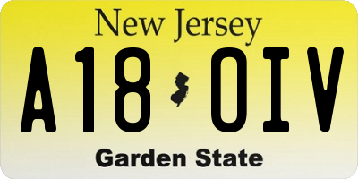 NJ license plate A18OIV