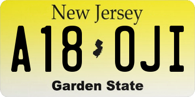 NJ license plate A18OJI