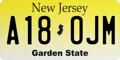 NJ license plate A18OJM