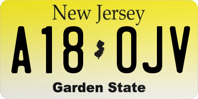NJ license plate A18OJV