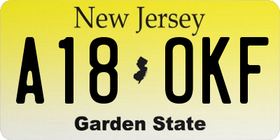 NJ license plate A18OKF