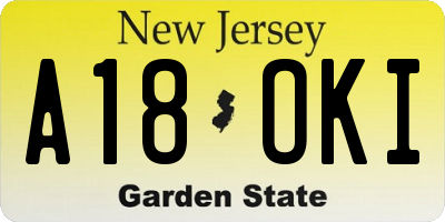 NJ license plate A18OKI