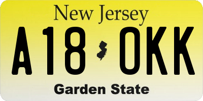 NJ license plate A18OKK