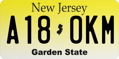 NJ license plate A18OKM