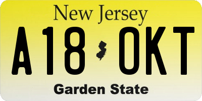 NJ license plate A18OKT