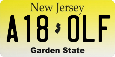 NJ license plate A18OLF