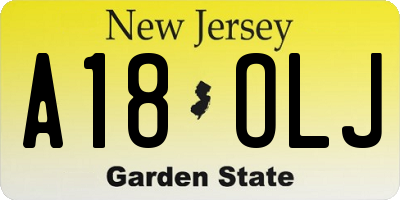 NJ license plate A18OLJ