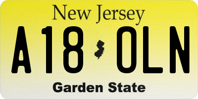 NJ license plate A18OLN