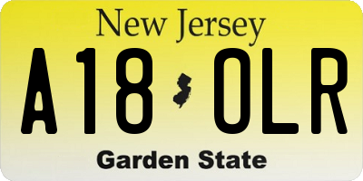 NJ license plate A18OLR