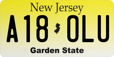 NJ license plate A18OLU