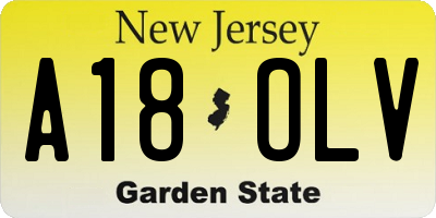 NJ license plate A18OLV