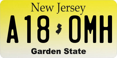 NJ license plate A18OMH
